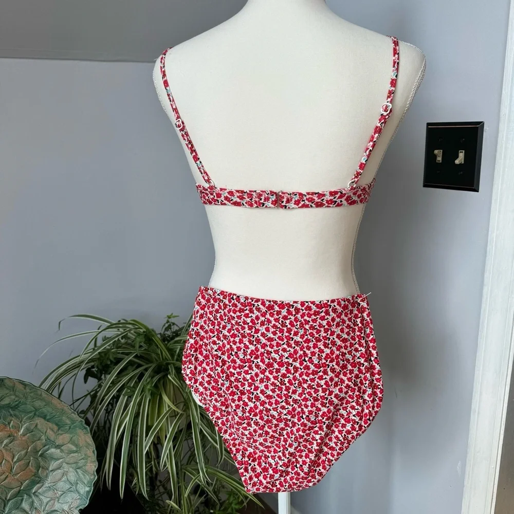J. Crew Floral Print Bikini High Waist‎ Bottoms & Ruffle on Top Bottom-XS Top-M